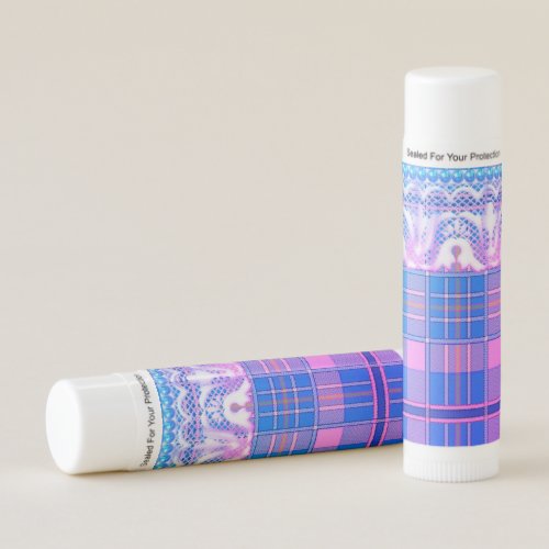 Plaid and lace purple pink cute girly lip balm