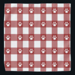 Plaid and paws pet bandana<br><div class="desc">red plaid and white paws</div>