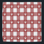 Plaid and paws pet bandana<br><div class="desc">red plaid and white paws</div>