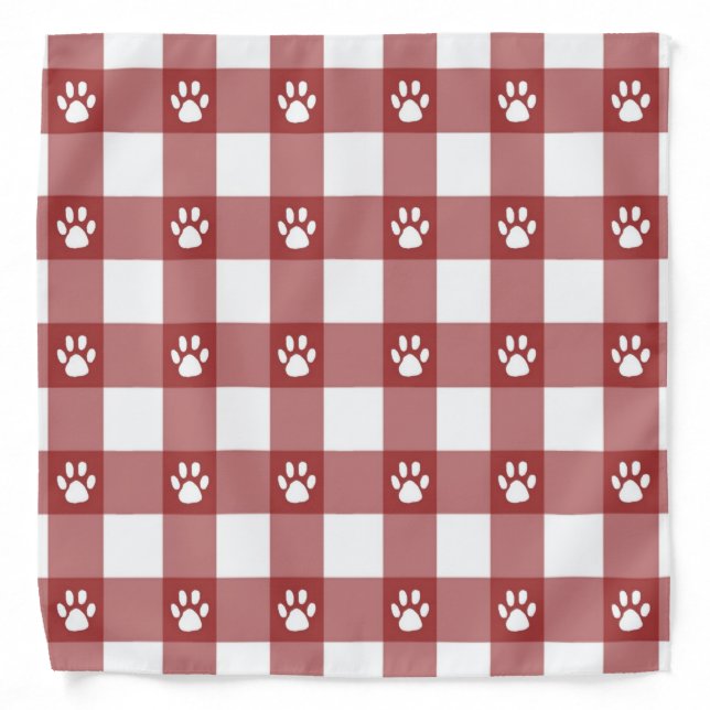 Plaid and paws pet bandana (Front)