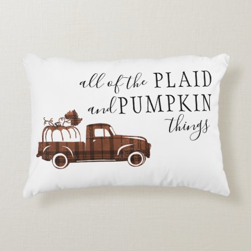 Plaid and Pumpkin Fall Farmhouse Rustic Decor Accent Pillow