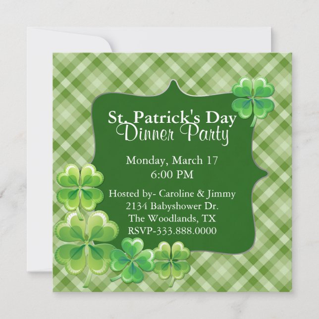 Plaid and Shamrocks St. Patrick's Day Invitation (Front)
