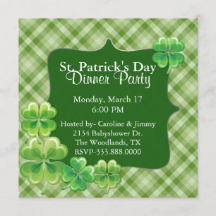 Plaid and Shamrocks St. Patrick's Day Invitation