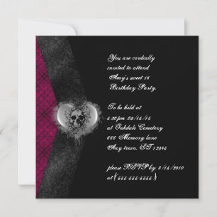 Plaid and Skull Gothic Sweet 16 Birthday Invites