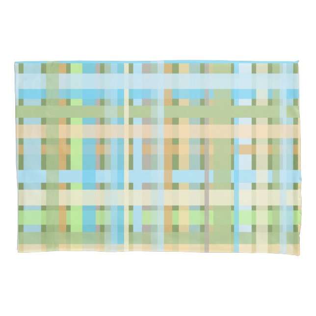 Plaid and Sky Blue Pillow Case (Front)
