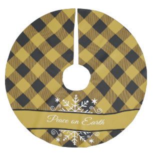 Plaid and snowflake custom brushed polyester tre tree skirt