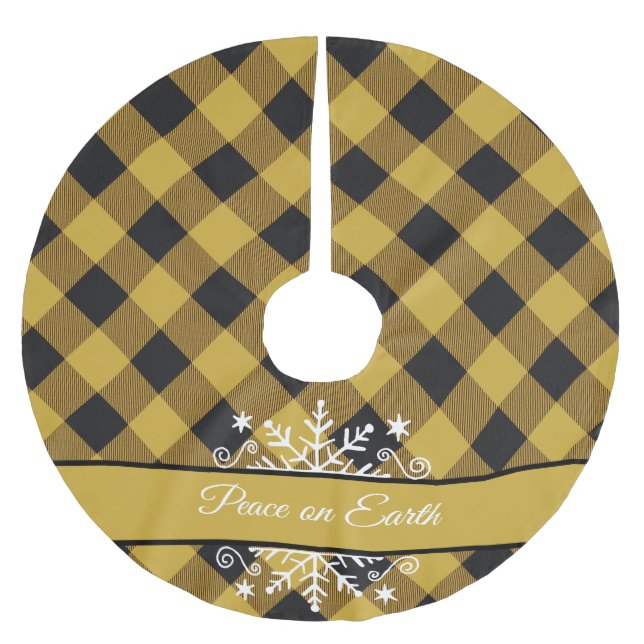 Plaid and snowflake custom   brushed polyester tre tree skirt (Front)