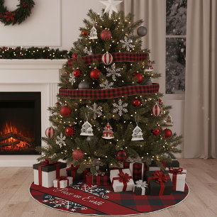 Plaid and snowflake custom   brushed polyester tree skirt