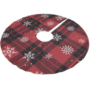 Plaid and Snowflakes Brushed Polyester Tree Skirt
