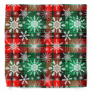 Plaid And Snowflakes Christmas Bandana