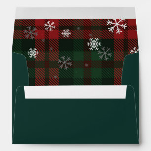 Plaid and Snowflakes Christmas Holiday Script Envelope