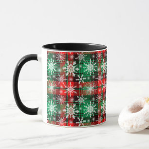 Plaid And Snowflakes Christmas Pattern 1 Mug