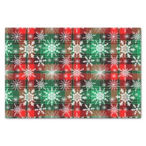 Plaid And Snowflakes Christmas Pattern 1 Tissue Paper