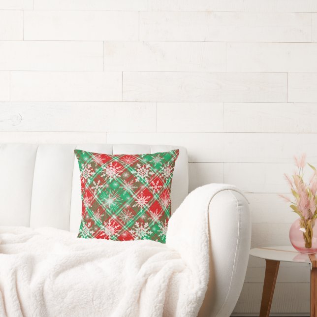 Plaid And Snowflakes Christmas Pattern 2  Throw Pillow (Couch)