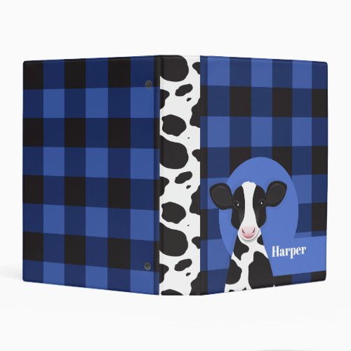 Plaid Animal Cow Name Mini Binder