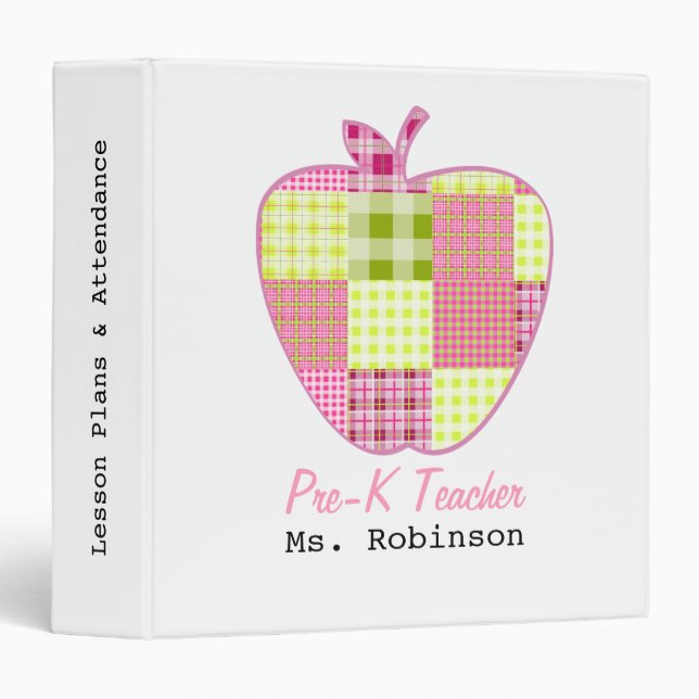 Plaid Apple Pre-K Teacher Binder (Front/Spine)