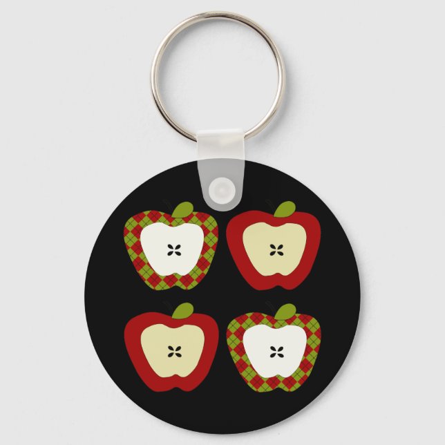 Plaid Apple Quartet Keychain (Front)