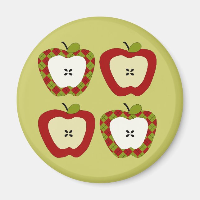 Plaid Apple Quartet Magnet (Front)