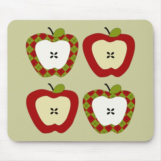 Plaid Apple Quartet Mouse Pad (Front)