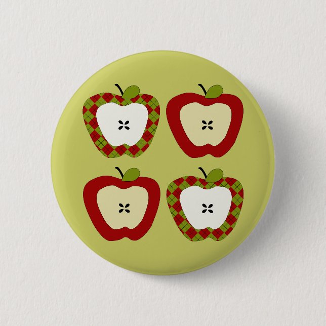 Plaid Apple Quartet Pinback Button (Front)