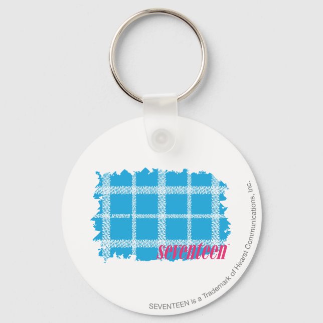 Plaid Aqua 4 Keychain (Front)