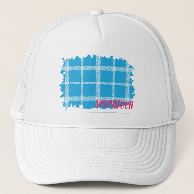 Plaid Aqua 4 Trucker Hat (Front)