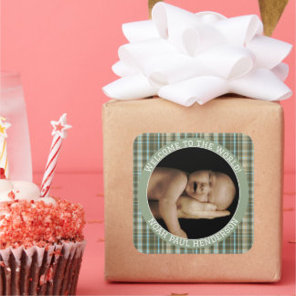 Plaid Baby Boy Photo Stickers