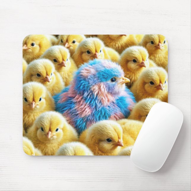 Plaid Baby Chick With Yellow Chicks Mouse Pad (With Mouse)