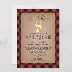 Plaid Baby Shower By Mail Social Distancing Fox Invitation