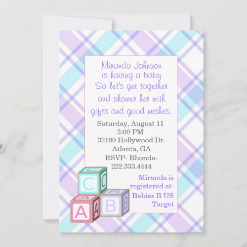 Plaid Baby Shower Invitation