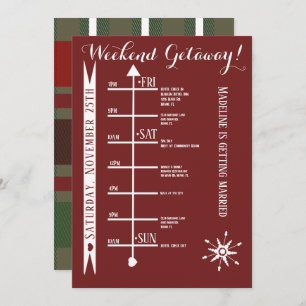 Plaid Bachelorette Weekend Getaway Itinerary Invitation