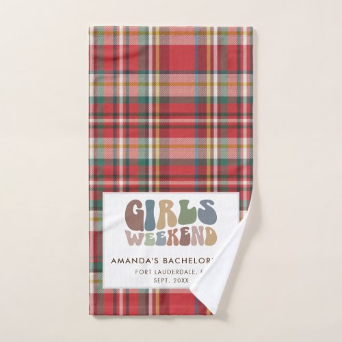 Plaid Bachelorrette Girls Weekend Party Rustic Hand Towel