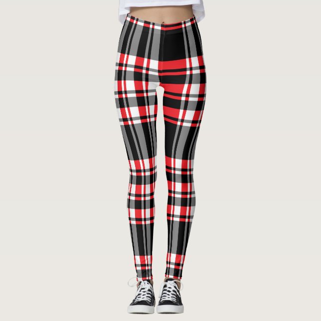 Plaid background pattern leggings (Front)