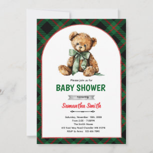Plaid Bear Baby Shower invitation