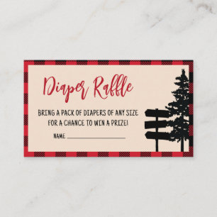 Plaid Bear Cub Lumberjack Diaper Raffle Enclosure Card