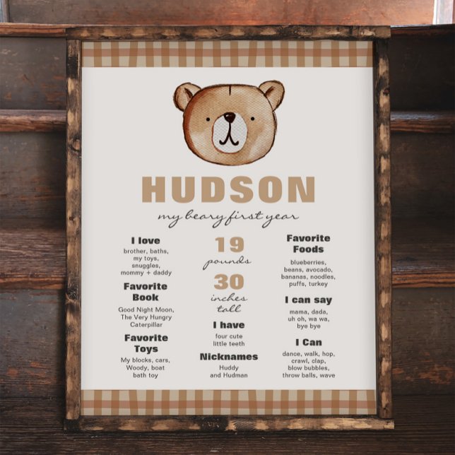 Plaid Bear Milestone Poster (Creator Uploaded)
