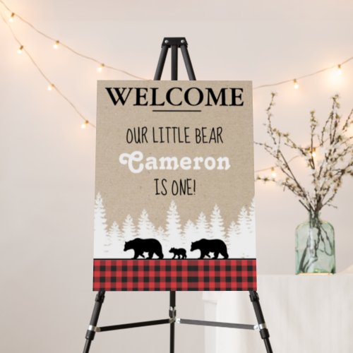 Plaid Bears 1st Birthday Party Foam Board