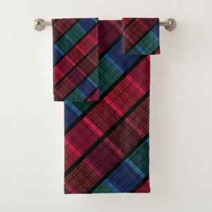 Plaid, beautiful plaid, multicolored plaid ,tartan bath towel set