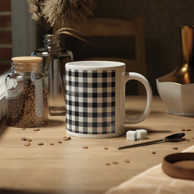 Plaid Black and White Check Coffee Mug (Creator Uploaded)