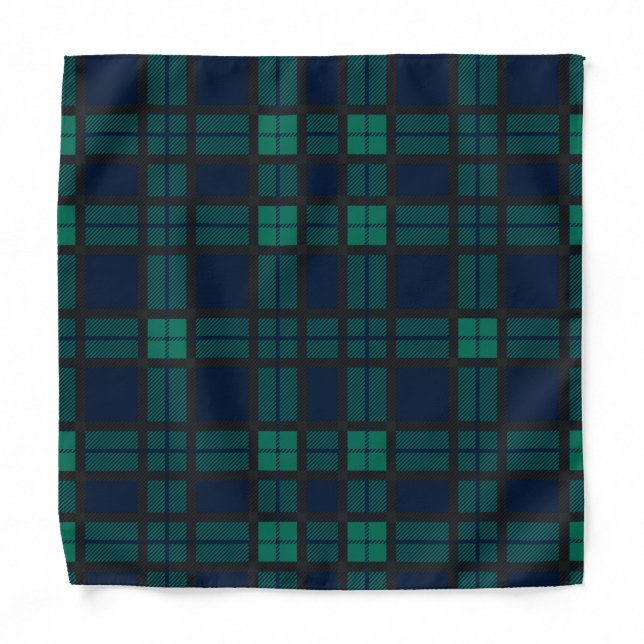 Plaid Black Watch Green Tartan Bandana (Front)