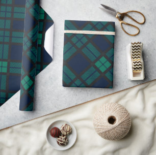 Plaid Black Watch Plaid Classic Blue Green Tartan Wrapping Paper