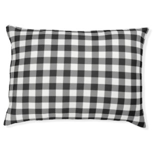 Plaid Black White Checkered Elegant Pet Bed