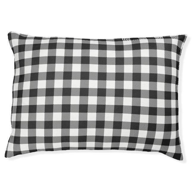 Plaid Black White Checkered Elegant Pet Bed (Front)