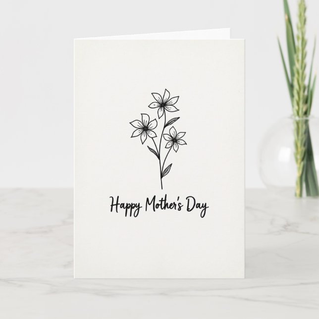 Plaid Blossom Mothers Day Card (Front)