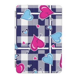 Plaid Blue and Pink Heart iPad Cover