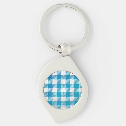 Plaid Blue and White Keychain