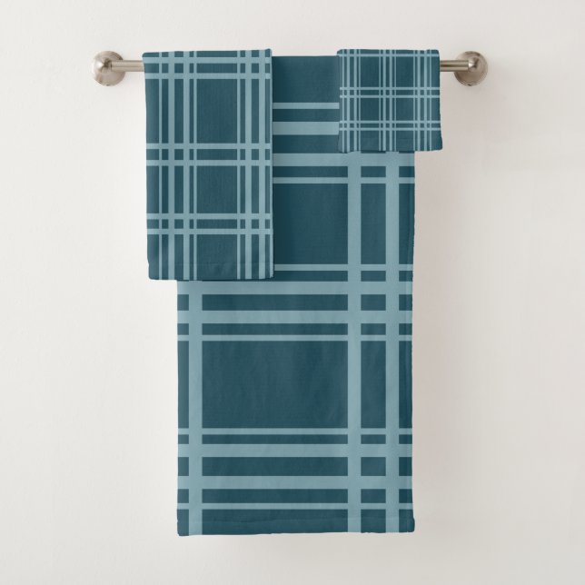 Plaid Blue Bath Towel Set (Insitu)