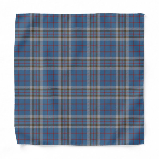 Plaid Blue Clan Thompson Classic Tartan Bandana (Front)