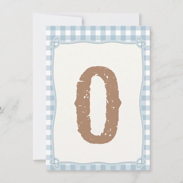 Plaid Blue First Rodeo Highchair Flag O Invitation (Front)