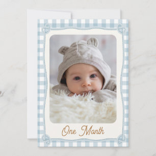 Plaid Blue First Rodeo Monthly Banner Flag Card